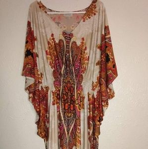 Batwing Sleeve Multicolor Dress